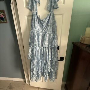 Lulu's Light Blue Tiered Floral Maxi Dress